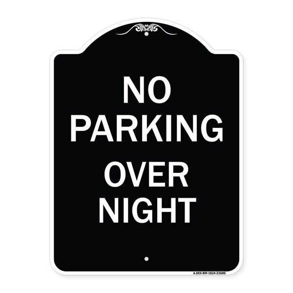 Signmission No Parking Overnight Parking Heavy-Gauge Aluminum Architectural Sign, 24" x 18", BW-1824-23680 A-DES-BW-1824-23680 - main